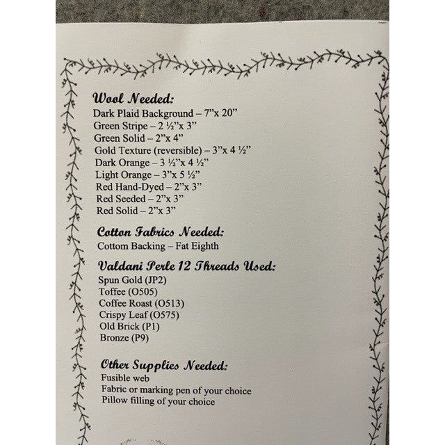 Karen Yaffe Designs ~ Harvest Bowl Fillers  Wool Applique Pattern