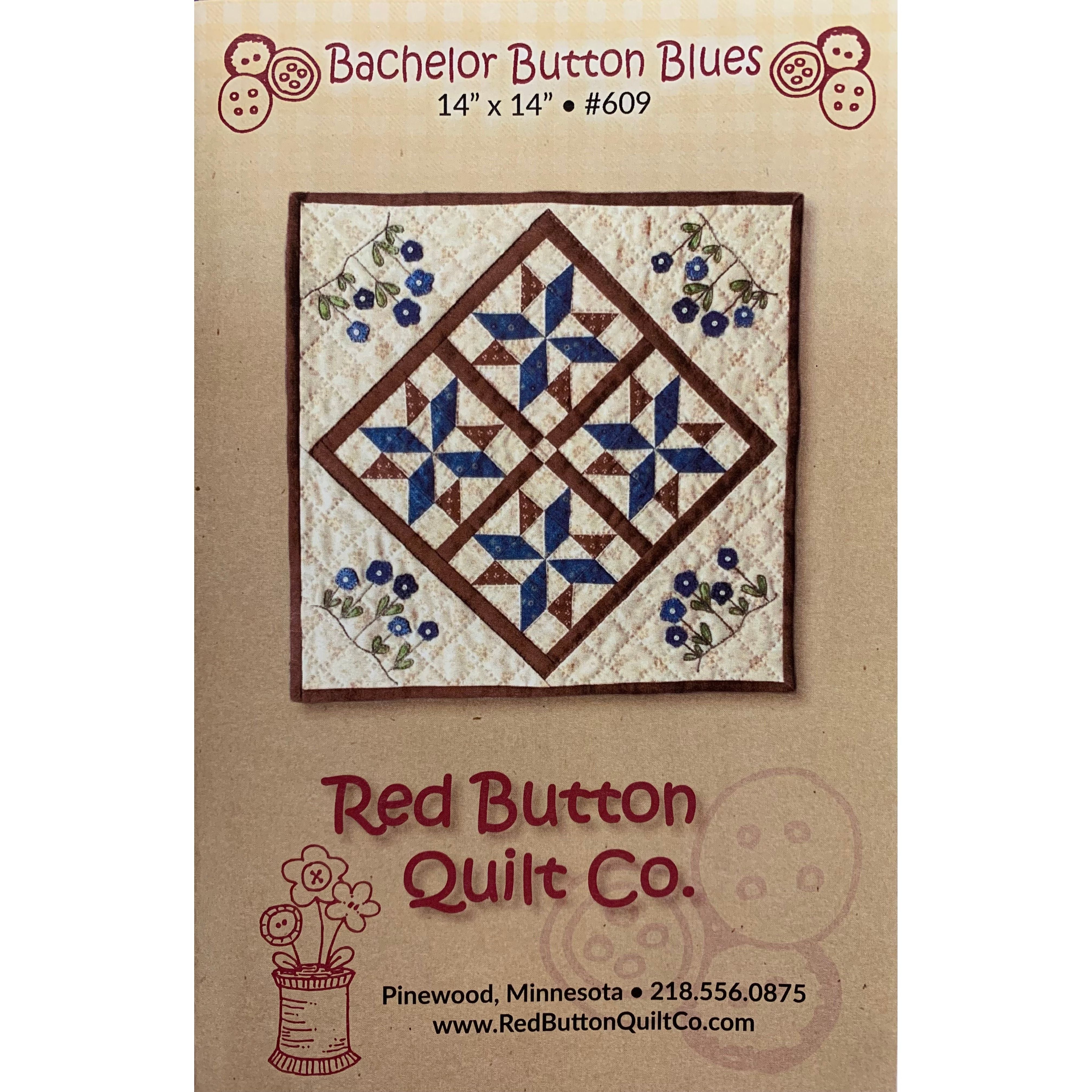 Red Button Quilt Company ~ Bachelor Button Blues Quilt Pattern – Hobby ...