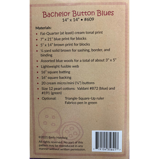 Red Button Quilt Company ~ Bachelor Button Blues Quilt Pattern