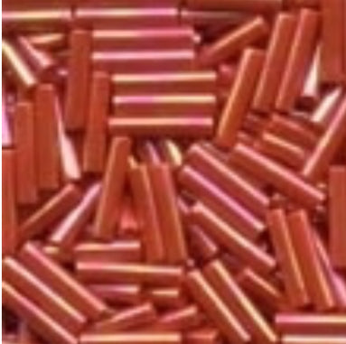 82050 Red Rainbow Medium Bugle Glass Beads