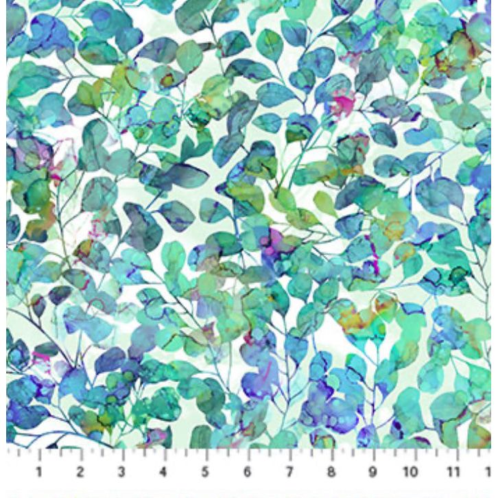 Dragonfly Dance ~ Leaves ~ DP27505-10 White Teal