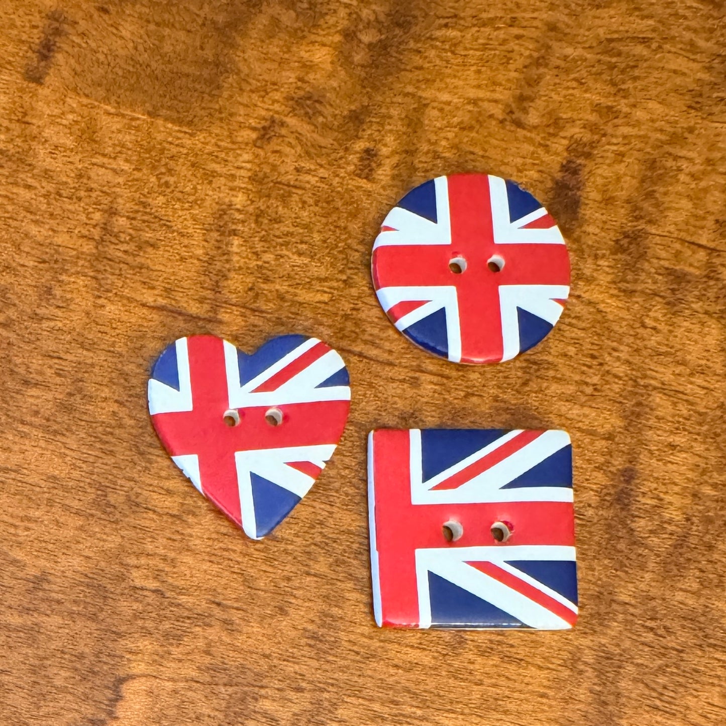 Set of Three Union Jack Ceramic Buttons