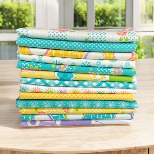 On the Bright Side ~ Blue & Yellow FQ ~ 13 pcs