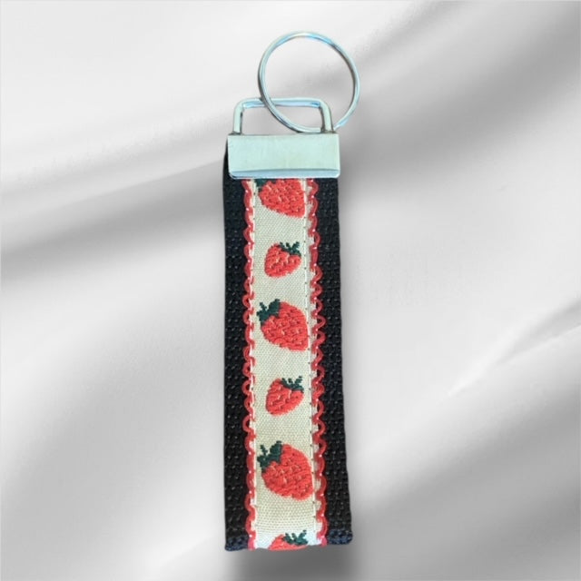 Paxe's Designs ~ Strawberry Fabric Keyring