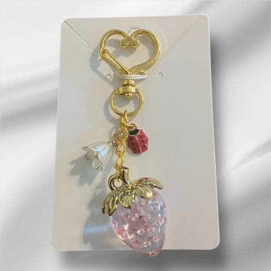 Paxe's Designs ~ Heart Clasp Strawberry Key Chain