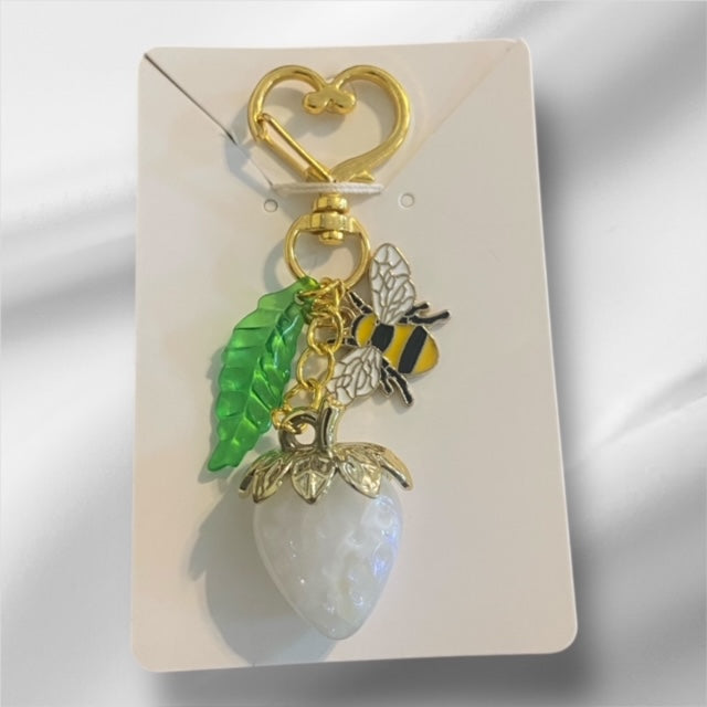 Paxe's Designs ~ Heart Clasp Strawberry Key Chain