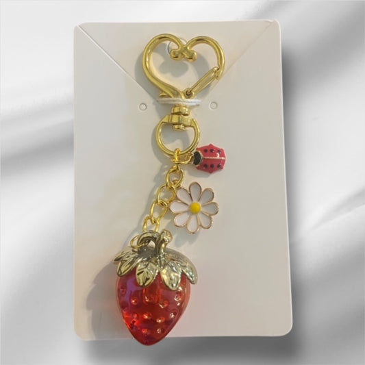 Paxe's Designs ~ Heart Clasp Strawberry Key Chain