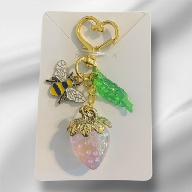 Paxe's Designs ~ Heart Clasp Strawberry Key Chain