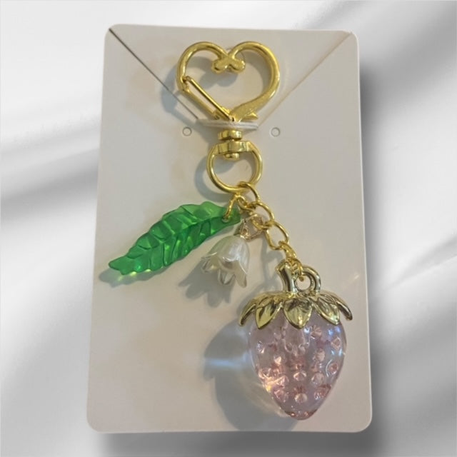 Paxe's Designs ~ Heart Clasp Strawberry Key Chain