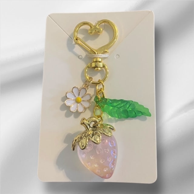 Paxe's Designs ~ Heart Clasp Strawberry Key Chain