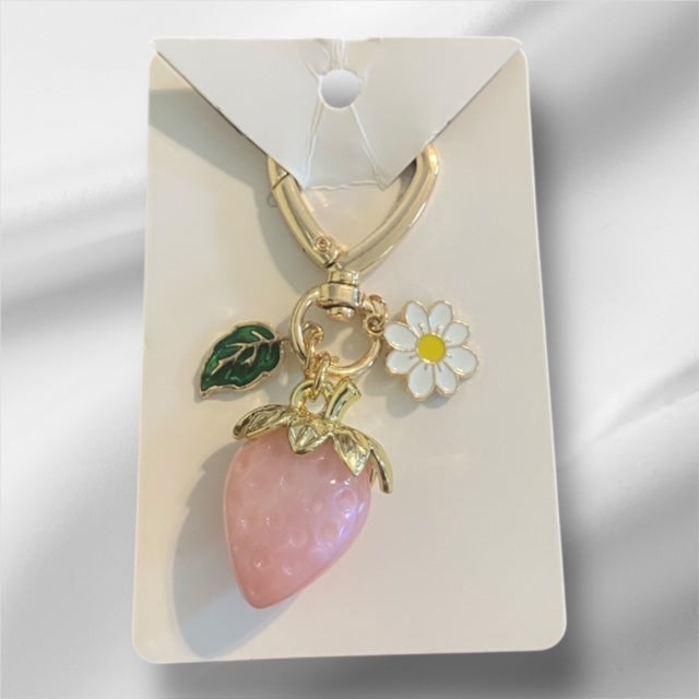 Paxe's Designs ~ Heart Clasp Strawberry Key Chain