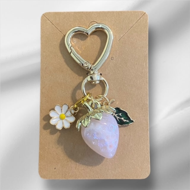 Paxe's Designs ~ Heart Clasp Strawberry Key Chain