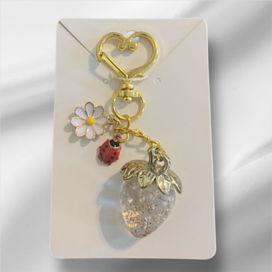Paxe's Designs ~ Heart Clasp Strawberry Key Chain