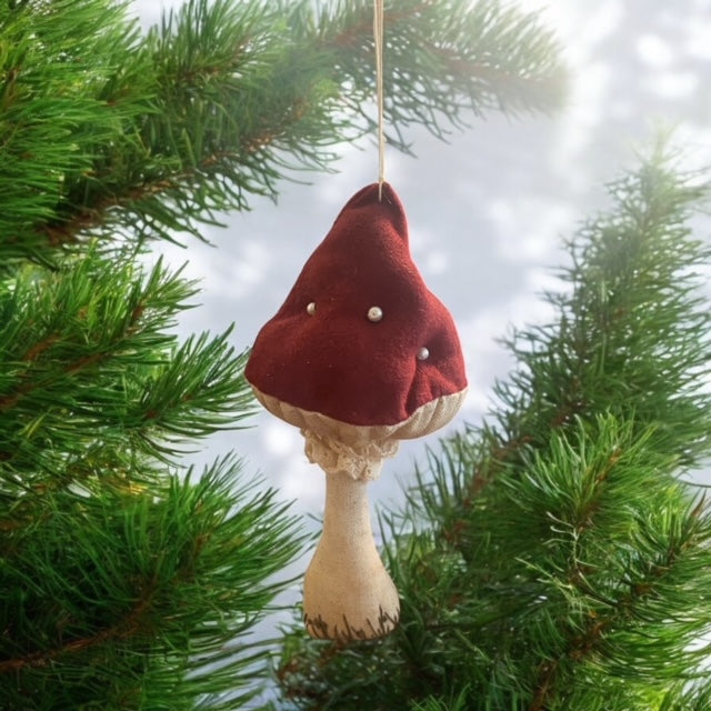 Paxe's Designs ~ Velvet Mushroom Ornament