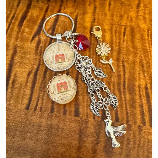 Minnie McBean's | Marie Wales Newsom Set - Scissor Fob, Needle Minder, Zipper Charm