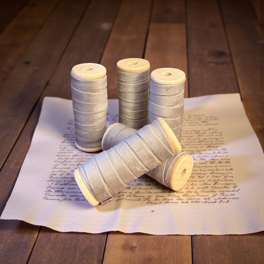 Vintage Ribbons | 3/8" Velvet Ribbon on Wooden Spool - Dolphin