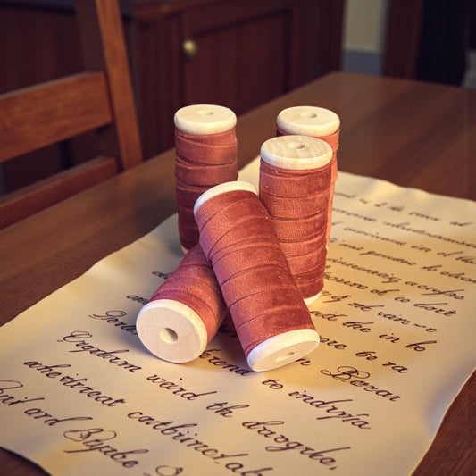 Vintage Ribbons | 3/8" Velvet Ribbon on Wooden Spool - Persimmon