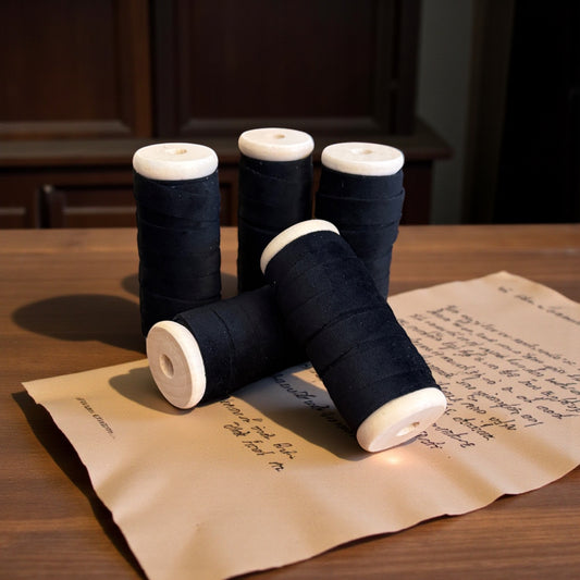 Vintage Ribbons | 3/8" Velvet Ribbon on Wooden Spool - Black