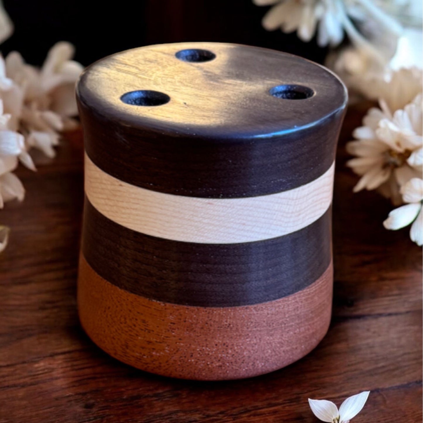 Hand-Turned Multi-Colored Wood Scissor Holder