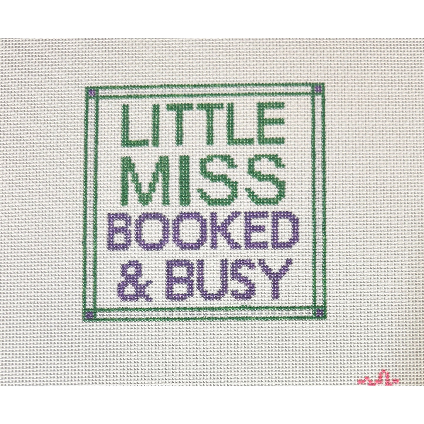 Code Thread Needlepoint | Little Miss Booked & Busy Needlepoint Canvas