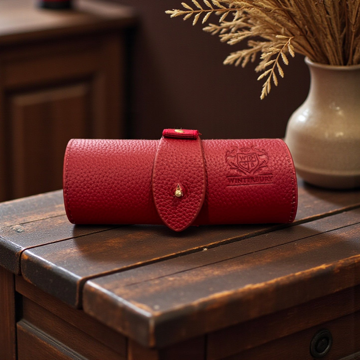 WinterBury Maroon Leather Scissor / Accessories Case
