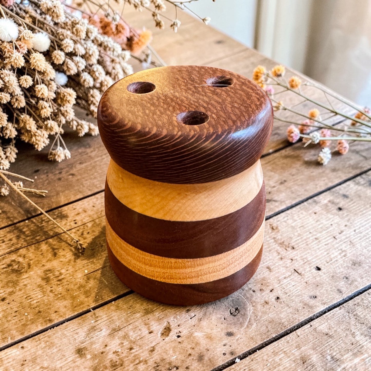 Hand-Turned Multi-Colored Wood Scissor Holder