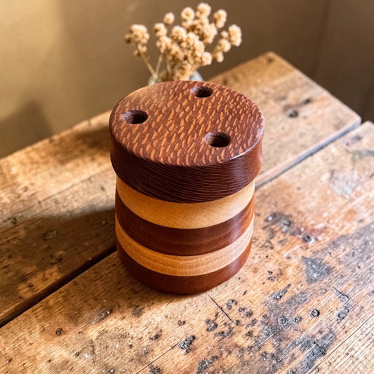 Hand-Turned Multi-Colored Wood Scissor Holder