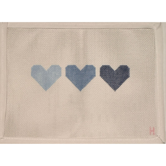 Pretty Things By Han | Blue Trio Hearts Needlepoint Canvas