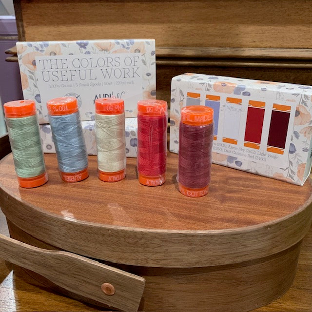 Aurifil Boxed Set ~ The Colors of Useful Work ~ Exclusive ~ 5 Small Spools 50 wt.
