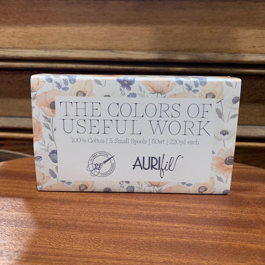 Aurifil Boxed Set ~ The Colors of Useful Work ~ Exclusive ~ 5 Small Spools 50 wt.
