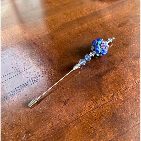 Minnie McBean Counting Pin | Glass Posy - Dark Blue with Light Blue Beads