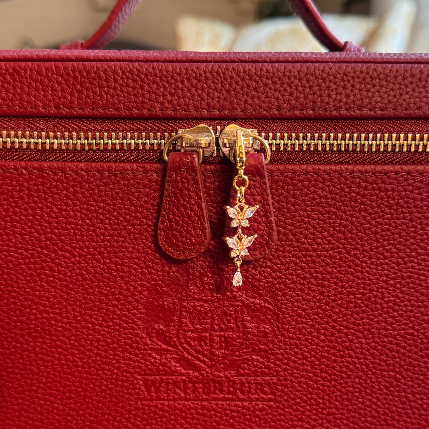 Minnie McBean Zipper Fob / Pull | Small Crystal Butterflies