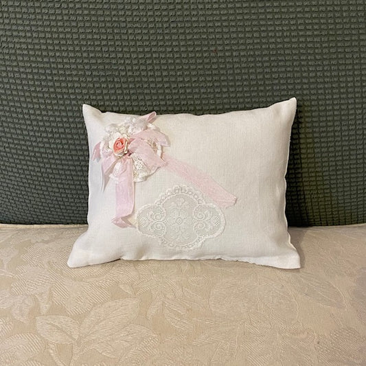 Paxe's Designs | Small Vintage White Work Pillow