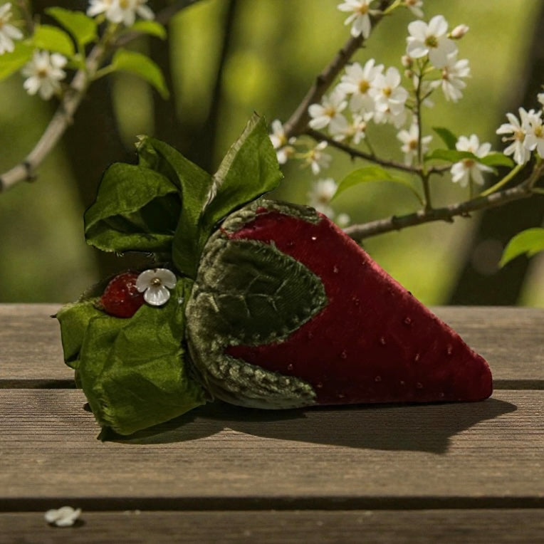Paxe's Designs ~ Red - Velvet Strawberry Pincushion