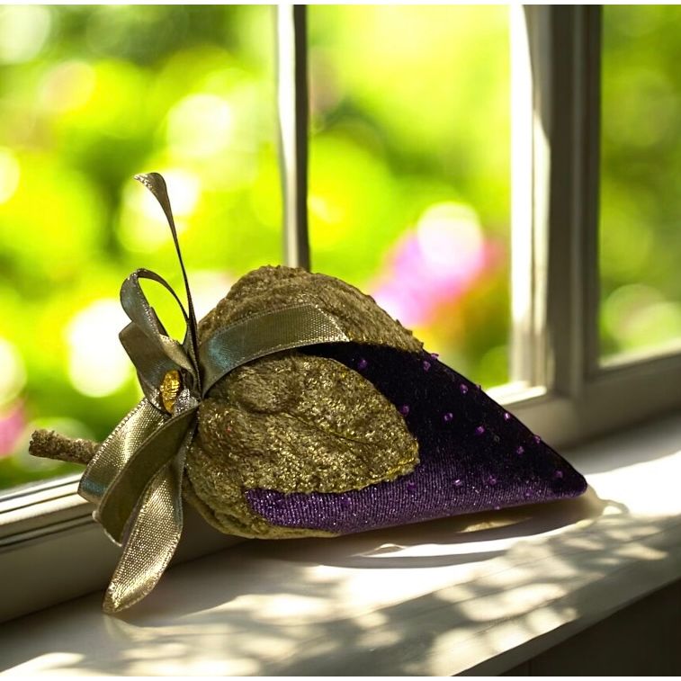 Paxe's Designs ~ Purple Velvet Vintage Style Strawberry Pincushion