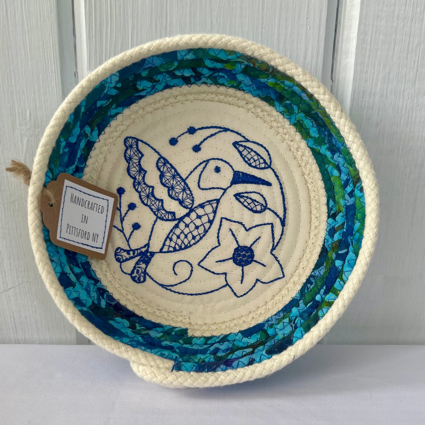 Hand-Crafted ~ Birds ~ Fabric Covered Rope Bowl