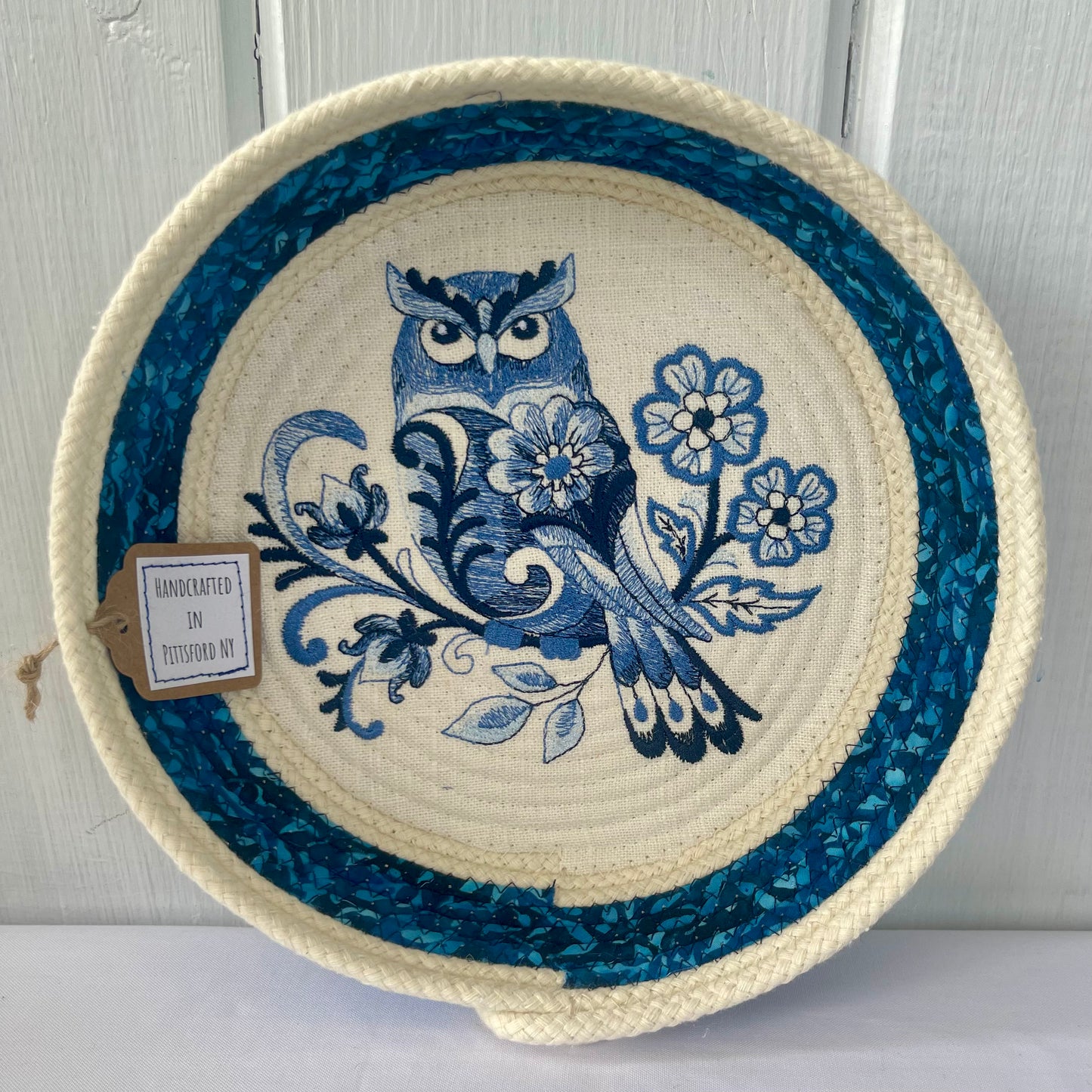Hand-Crafted ~ Birds ~ Fabric Covered Rope Bowl