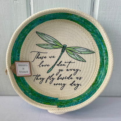 Hand-Crafted ~ Dragonflies ~ Fabric Covered Rope Bowl