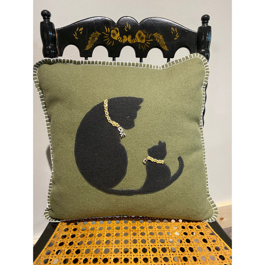Paxe's Designs | Wool Applique Finished Pillow - Two Cats
