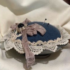 Paxe's Designs ~ Lace Pincushion in Pewter Bowl
