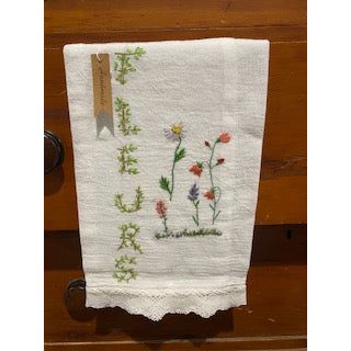 Paxe's Designs ~ Hand Embroidered Tea Towel ~ Fleurs