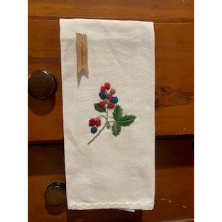 Paxe's Designs ~ Hand Embroidered Tea Towel ~ Raspberries