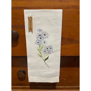 Paxe's Designs ~ Hand Embroidered Tea Towel ~ Blue Flowers
