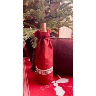 Paxe's Designs ~ Christmas Wine Bag ~ Red Merry Christmas