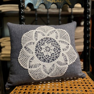 Paxe's Designs | Applique Finished Pillow - Grey Doily