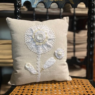 Paxe's Designs | Applique Finished Pillow - Lace Flowers