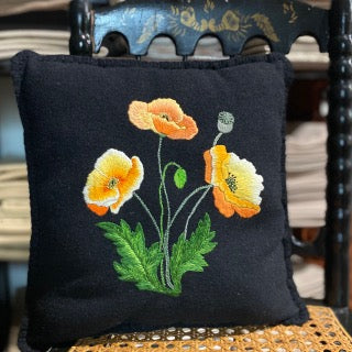 Paxe's Designs | Hand-Embroidered Pillow - Orange Flowers