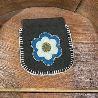 Paxe's Designs | Blue Wool Flower Change Purse
