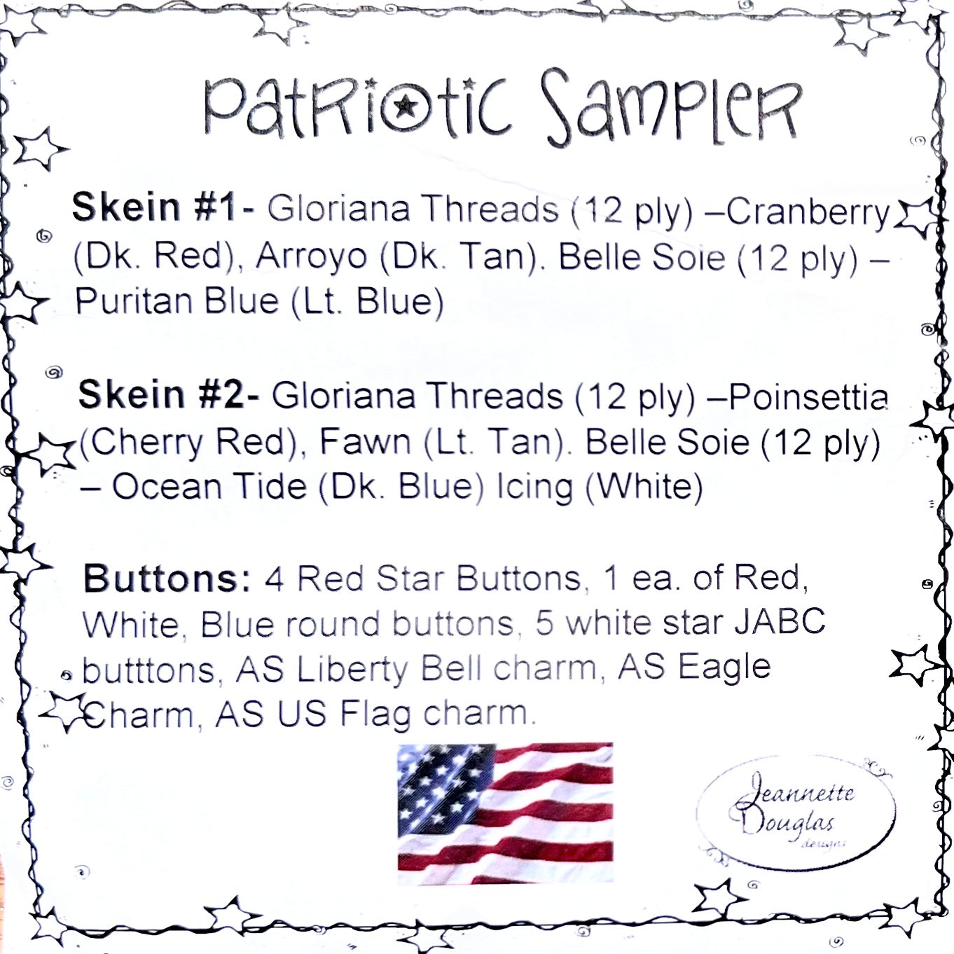 Jeannette Douglas Designs | Patriotic Sampler Embellishment Package