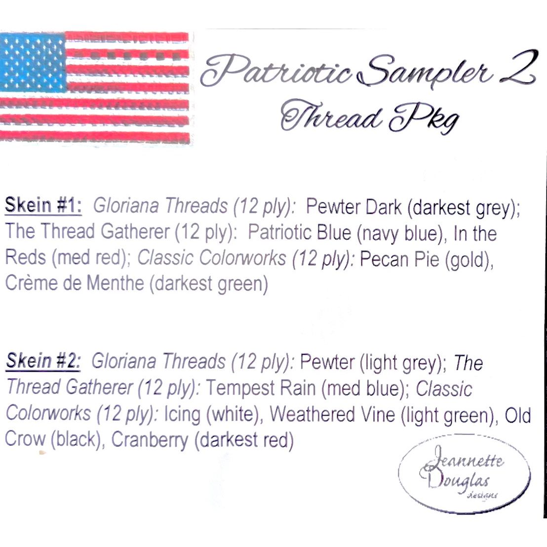 Jeannette Douglas Designs | Patriotic Sampler 2 Embellishment Package